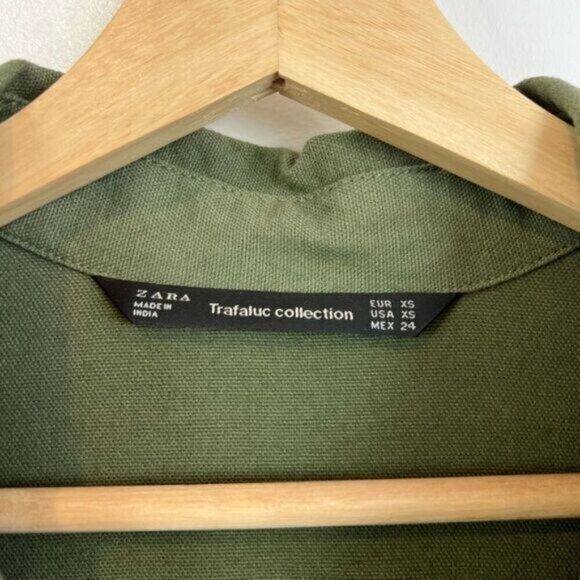 Zara Trafulac Collection Womens XS Army Green Embroidered Button Down Shirt Top - Picture 4 of 13